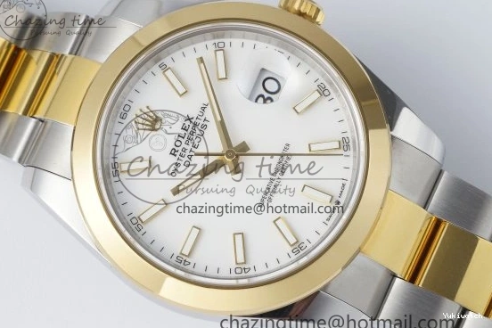 41 KING Steel Bezel on Dial 1:1 Polished Bracelet YG Oyster Best White DateJust Edition 904L SS VR3235 0311